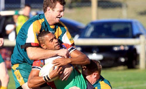 Steven Roberts gets taken in a head-high tackle by a Cudgen player at Kingscliff yesterday. Steven Roberts gets taken in a head-high tackle by a Cudgen player at Kingscliff yesterday.